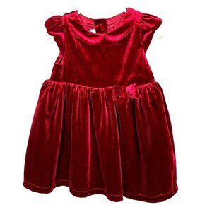 H&M | Dresses | Hm Short Sleeve Dress Girls 8 Months Red Velour Holiday  Collar Christmas Party